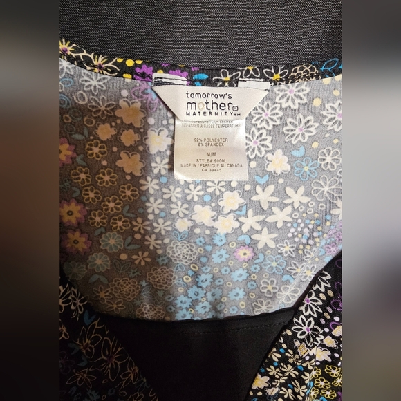 Tomorrow's Mother Ladies Maternity Floral Black Top Blouse Shirt sz. Medium - Picture 4 of 7